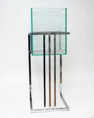 Floreira inox 85 cm vidro transp